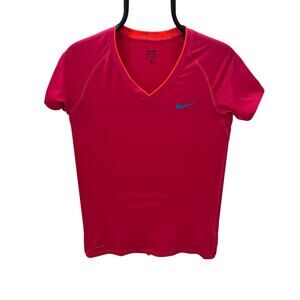 Nike Pro Women's MD Hot Pink V-neck Athletic Top Shirt